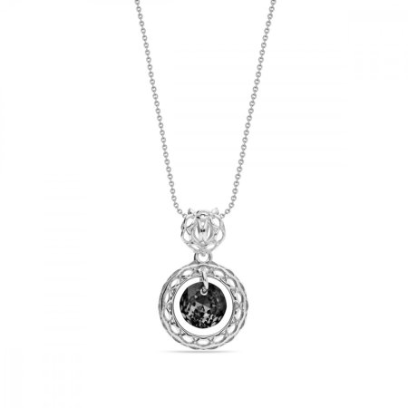 Náhrdelník šedý se Swarovski Elements Circle Ajour NA64308SN Silver Night