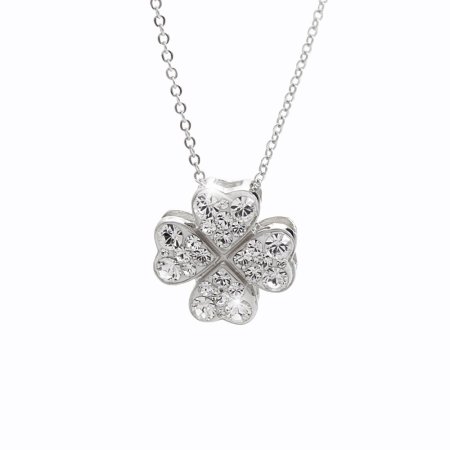 Strieborný náhrdelník číry so Swarovski Elements Štvorlístok Krystal