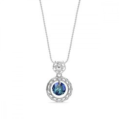 Náhrdelník modrý se Swarovski Elements Circle Ajour NA64308BB Bermuda Blue