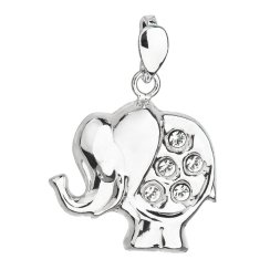 Stříbrný přívěsek s krystaly Swarovski bílý slon 34223.1 Krystal