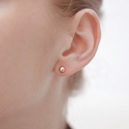 Pozlacené stříbrné náušnice pecky malá kulička 61014 Au plating Rose