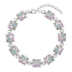 Stříbrný náramek se Swarovski krystaly mix barev 33047.3 Sakura