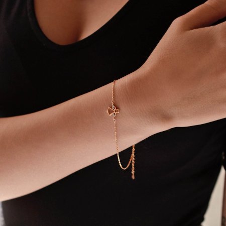 Pozlacený stříbrný ROSE náramek andělíček se zirkony 13028.1 crystal