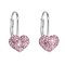 Stříbrné náušnice visací s krystaly Swarovski růžové srdce 31125.3 Rose