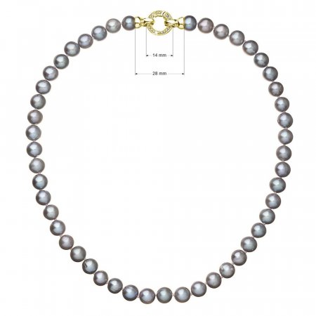 Perlový náhrdelník z pravých riečnych perál šedý 22028.3 grey Au plating