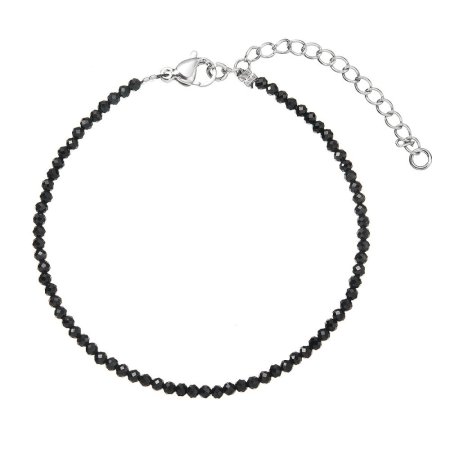 Náramek s pravými black spinel kameny 43055.3 ocel