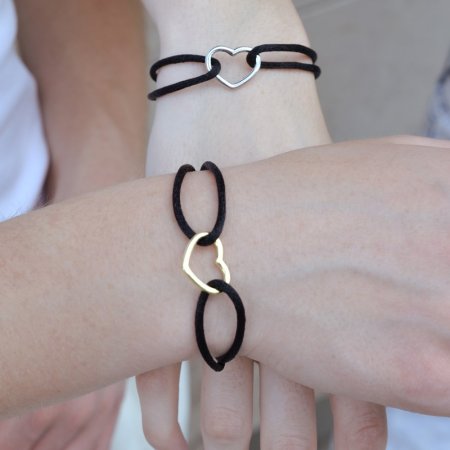 Kabbalah náramek s pozlaceným srdcem 13093.3 black