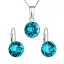 Sada šperků s krystaly Swarovski náušnice, řetízek a přívěsek modré kulaté 39140.3 Blue Zircon