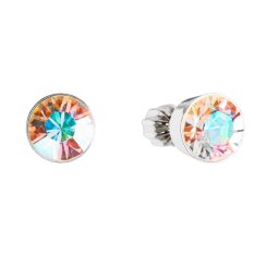 Stříbrné náušnice pecka s krystaly Swarovski AB efekt kulaté 31113.2 AB