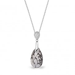 Strieborný náhrdelník so Swarovski Elements strieborno-čierna kvapka Dainty Drop N610616BP Black Patina