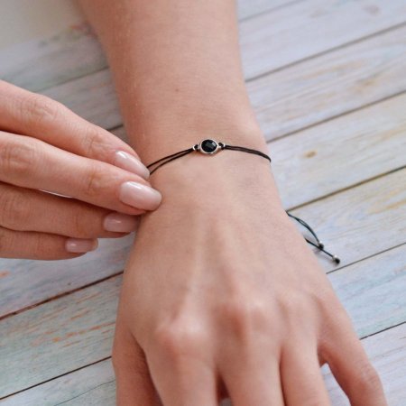 Textilný náramok čierny s kryštálom 13041.3 black