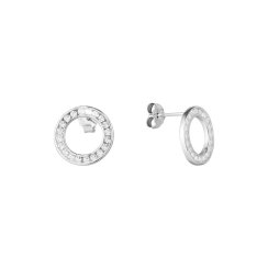 Strieborné náušnice okrúhle so zirkónmi 11551.1 crystal