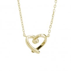 Stříbrný náhrdelník ve zlaté barvě s motivem nepřesně spojeného srdce