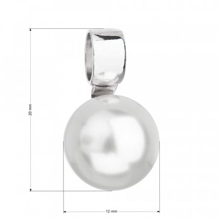 Stříbrný přívěsek s bílou kulatou perlou z křišťálu Preciosa 34212.1 Bílá