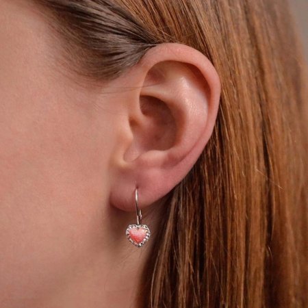 Sada šperků se syntetickým opálem a křišťály Preciosa náušnice a přívěsek oranžové srdce 39161.1 Coral s. Opal