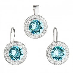 Sada šperků s krystaly Swarovski náušnice a přívěsek modré kulaté 39107.3 Light Turquoise