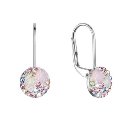 Strieborné náušnice visiace s kryštálmi Swarovski ružové malé 31321.3 magic rose