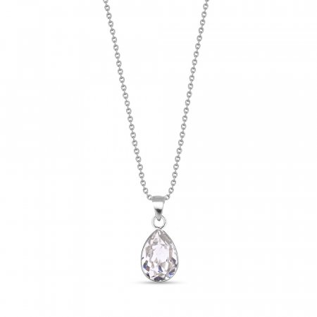 Stříbrný náhrdelník se Swarovski Elements čirá kapka Baroque N432010C Krystal