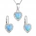 Sada šperků se syntetickým opálem a křišťály Preciosa náušnice a přívěšek světle modré srdce 39161.1