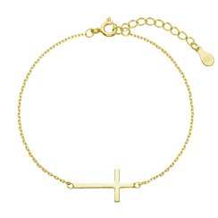Pozlátený strieborný náramok s väčším krížikom 63008 Au plating