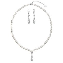 Súprava so Swarovski Elements perla 39121.1 Biela