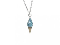 Oceľový náhrdelník zmrzlina s kryštálmi Swarovski Elements Aqua