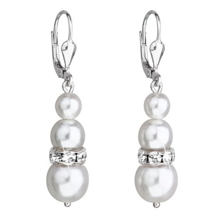 Náušnice so Swarovski Elements 31150.1 biela perla