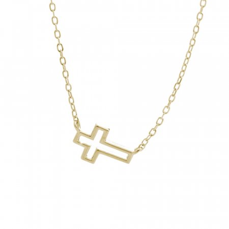 Stříbrný náhrdelník ve zlaté barvě s motivem kříže