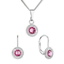 Sada šperkov s kryštálmi Swarovski náušnice a prívesok ružové okrúhle 39109.3 Lt. rose