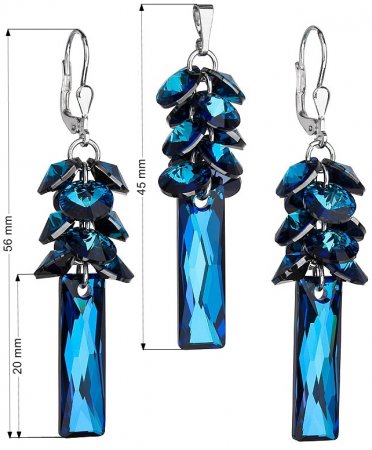 Sada šperků s krystaly Swarovski náušnice a přívěsek modrý hrozen 39124.5 Bermuda Blue