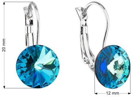 Náušnice Rivoli so Swarovski Elements tmavo modré Bermuda Blue 12 mm