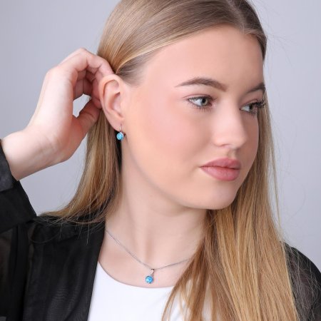Náhrdelník se syntetickým modrým opálem kulatý 12077.3 blue
