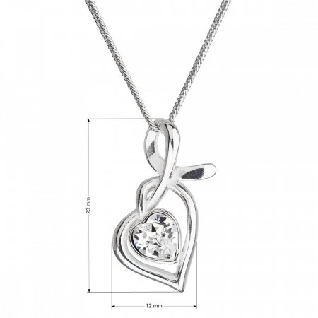 Strieborný náhrdelník so Swarovski kryštálmi srdce biele 32071.1 Krystal