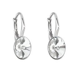 Stříbrné náušnice visací s krystaly Swarovski bílý ovál 31276.1 Krystal