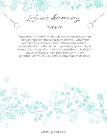 Náhrdelník s kamenem tyrkys 42037.3 ocel