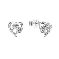 Stříbrné náušnice pecky s křišťály Preciosa psí tlapky 31307.1