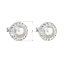 Strieborné náušnice pecka s kryštálmi Swarovski a bielou perlou okrúhle 31214.1 Biela 7 mm
