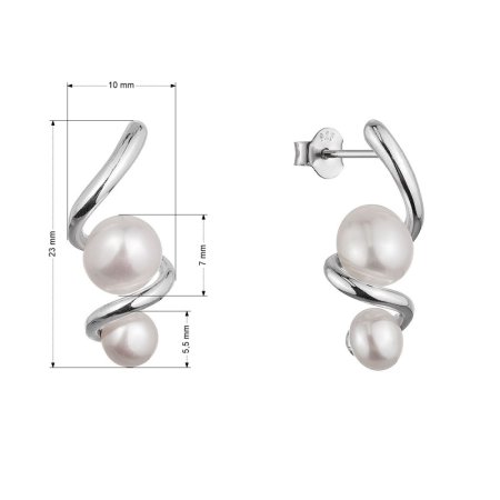 Stříbrné náušnice spirála se dvěma říčními perlami 21109.1