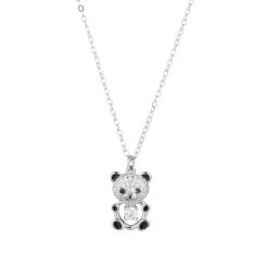 Strieborný náhrdelník medvedík so zirkónmi 12101.1 crystal