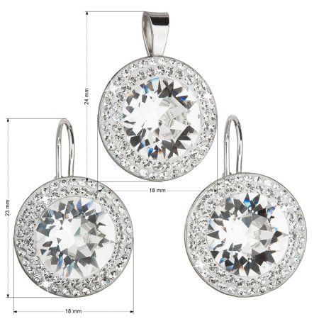 Sada šperků s krystaly Swarovski náušnice a přívěsek bílé kulaté 39108.1 Krystal