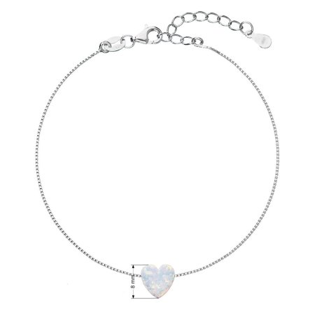Stříbrný náramek se syntetickým opálem bílé srdce 13018.1 White s. Opal