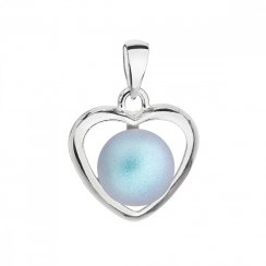 Strieborný prívesok so svetlo modrou matnou perlou srdca 34246.3 Light Blue