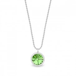 Strieborný náhrdelník zelený sa Swarovski Elements Birthday Stone NB1122SS29PE Peridot