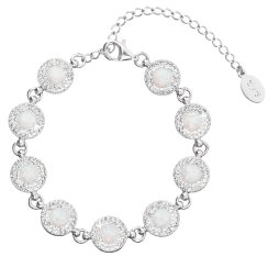 Stříbrný náramek se syntetickým opálem a s křišťály Preciosa bílý 33105.1 White s. Opal