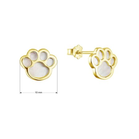 Pozlátené strieborné náušnice labky s perleťou 11519.1 perleť
