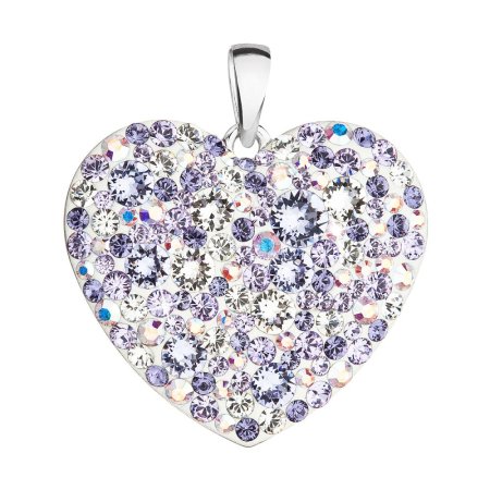 Strieborný prívesok s kryštálmi Swarovski mix farieb srdca 34243.3 Violet