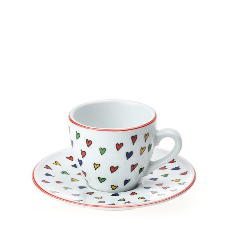 Porcelánový hrnek s podšálkem na espresso srdce Milada 90 ml