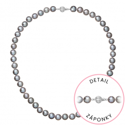 Perlový náhrdelník z říčních perel se zapínáním z bílého 14 karátového zlata 822028.3/9272B grey