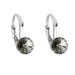 Strieborné náušnice visiace s kryštálmi Swarovski šedej okrúhle 31230.3 Black Diamond