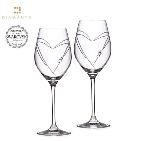 Poháre na biele víno so Swarovski Elements Hearts 360ml